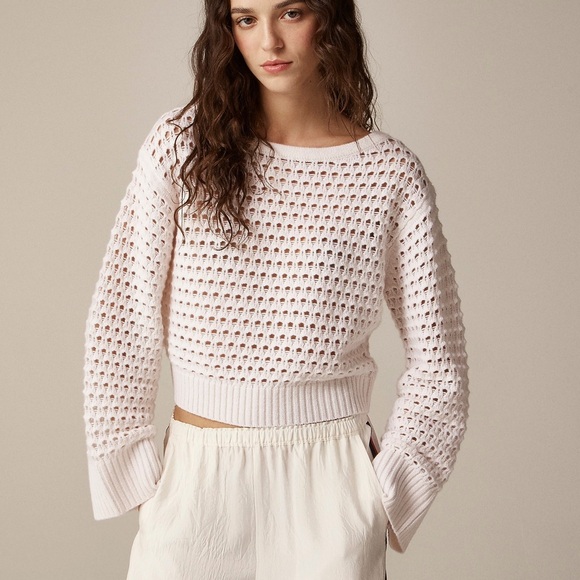 J. Crew Women's Pointelle Boatneck Sweater 100% Cashmere sz Small Brand New